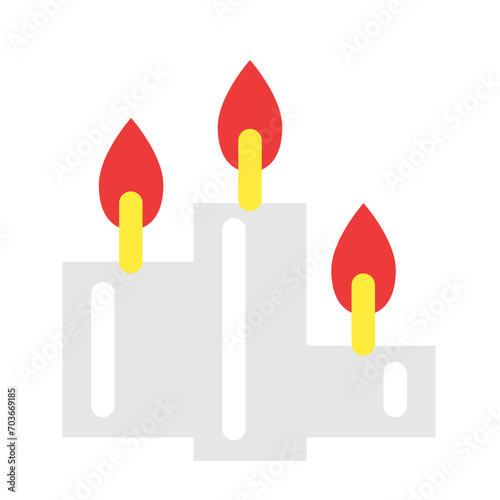 クリスマス、ろうそくを表すカラースタイルのアイコン