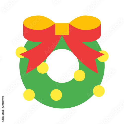 クリスマス、リースを表すカラースタイルのアイコン