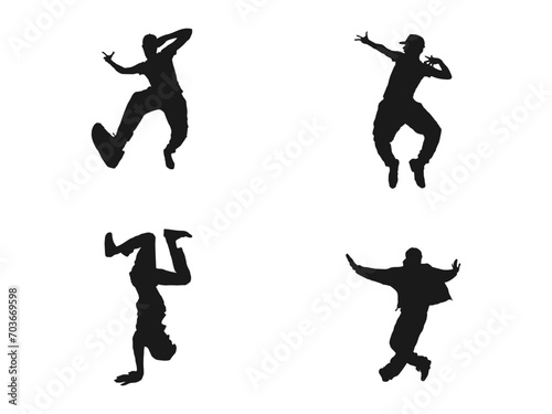 Hip hop, breakdance, house, street dancers silhouette vector. Breakdance Man Silhouette. High quality vector. Vector Illustration of Break Dancer in Action. vector icon isolated on white background.