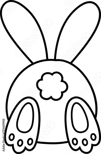 Cute bunny butt outline vector. Rabbit Tail outline  vector.