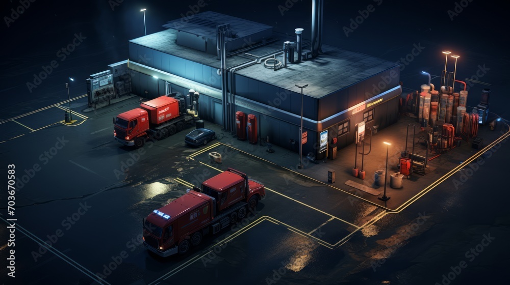 Generative AI Aerial Shot of Truckstop Services Generative AI Aerial Shot of Truckstop Services