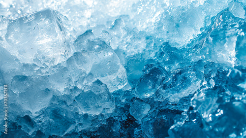 Crystalline ice cubes, refreshing frozen texture, perfect for beverage ads and climate concepts. AI Generative