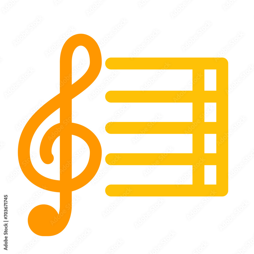 音楽、ト音記号、楽譜を表すカラースタイルのアイコン 音楽、ト音記号、楽譜を表すカラースタイルのアイコン