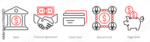 A set of 5 Finance icons as increase revenue, growth, budget