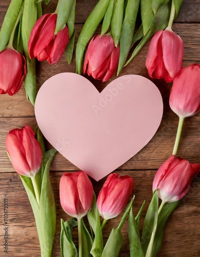 愛を込めて(チューリップ、ハートのカード)