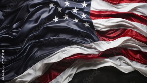 United States Flag On Black Background. US flag art isolated on black background