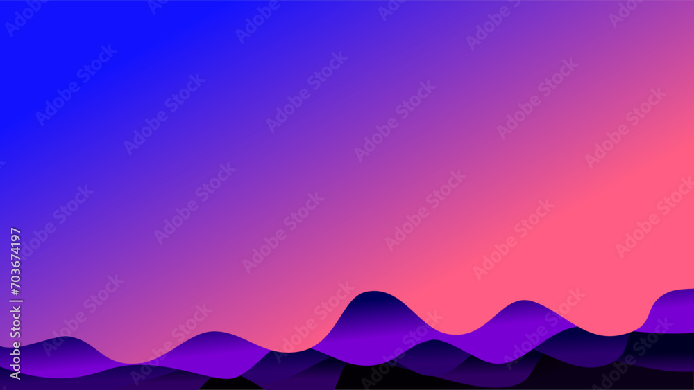 Puple orange and blue waves with large empty copy space for presentation background.