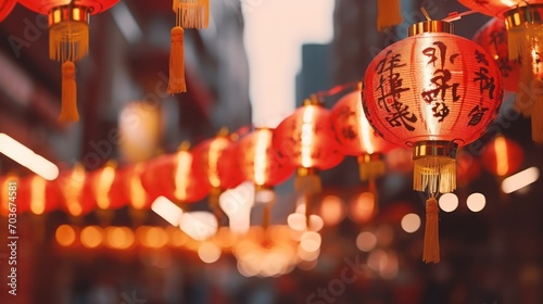 Chinese New Year celebration with traditional lanterns. Festival and culture.