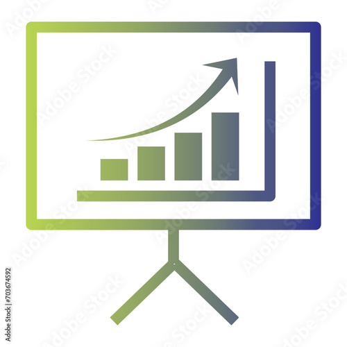 Business icon on line gradient style. graphs on the whiteboard vector cartoon