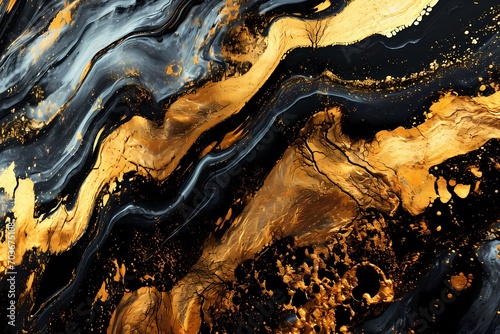 Abstract gold and black oil painting background, texture background © Rizzz