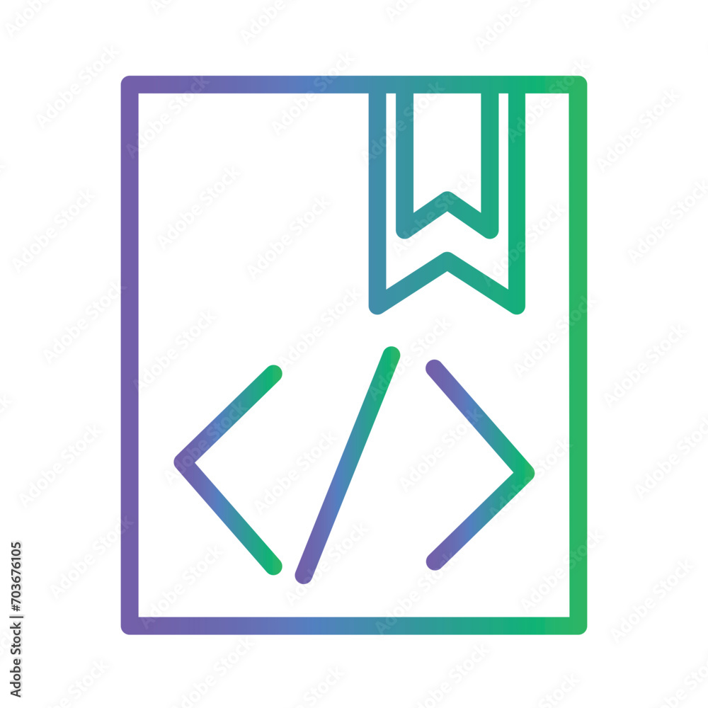 Book Code Library Gradient Outline Icon Book Code Library Gradient Outline Icon