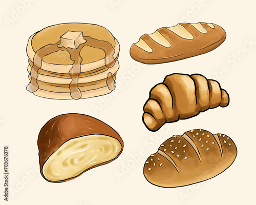 Cake And Bread Vector Illustrations Design