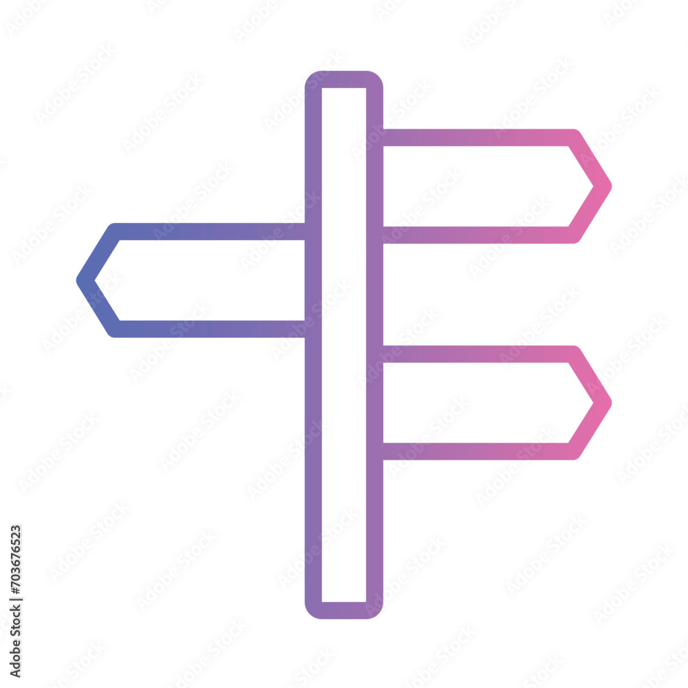 Direction Sign Street Gradient Outline Icon