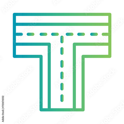 Broken Line Road Gradient Outline Icon