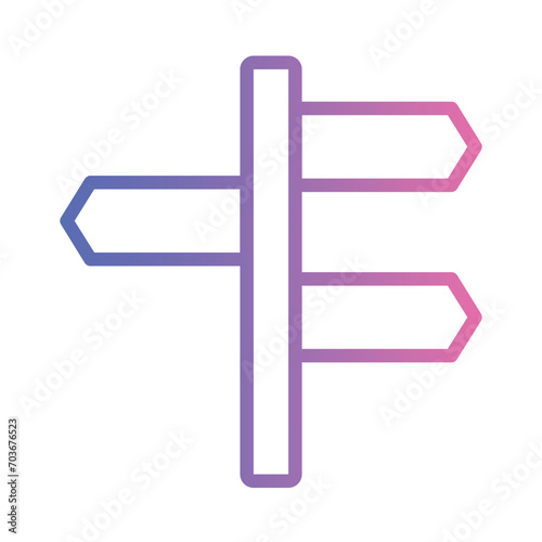 Direction Sign Street Gradient Outline Icon
