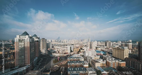 China, Heilongjiang, Harbin, cities, tourist destinations, high perspective, development, urban skyline, urban area, modern city, scenery, sky, traffic flow, transportation, roads, cars photo