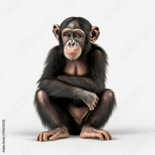 Adorable Chimpanzee full body on a white background © crazyass