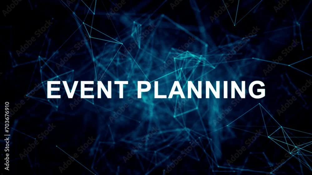 Animated futuristic texts about Party Catering, catering services and event planning services