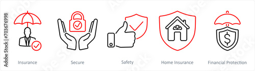 A set of 5 Insurance icons as insurance, secure, safety
