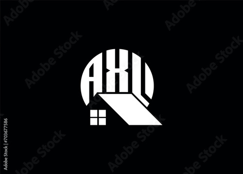 Real Estate Letter AXL Monogram Vector Logo.Home Or Building Shape AXL Logo. photo