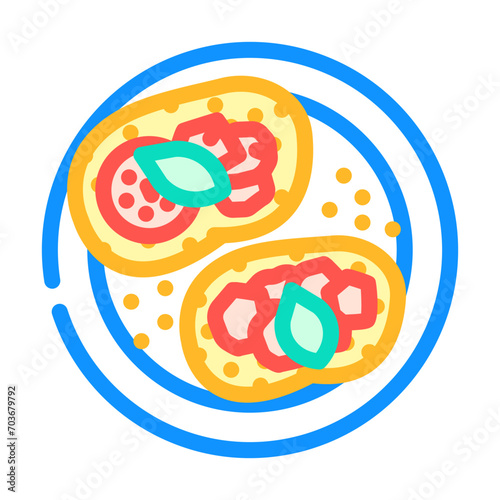 bruschetta appetizer italian cuisine color icon vector. bruschetta appetizer italian cuisine sign. isolated symbol illustration