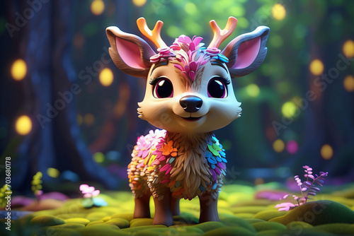 3d cute deer with colorful fantasy