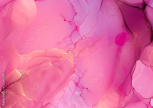 綺麗なピンクのアルコールインクの背景テクスチャ   © fii