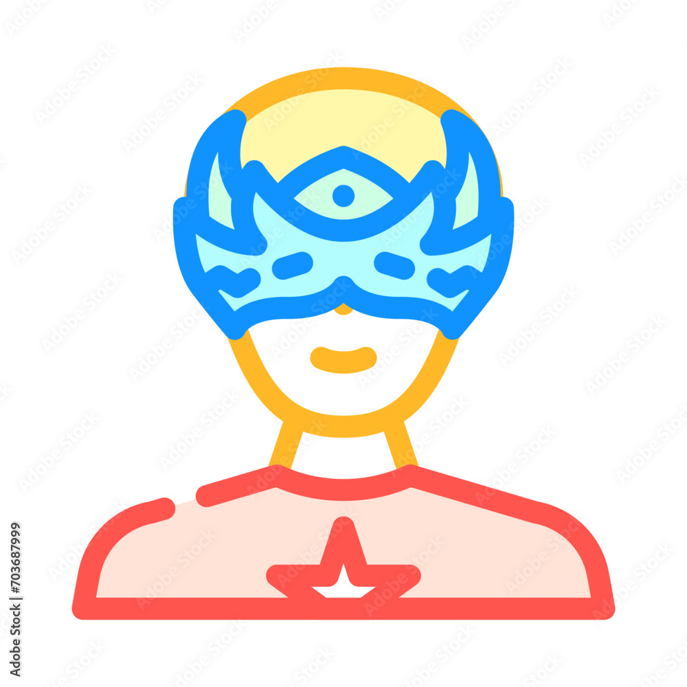 hero mask face color icon vector. hero mask face sign. isolated symbol illustration