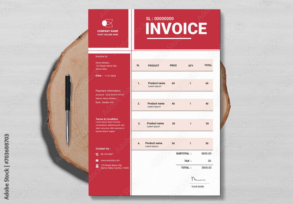 Creative Business Company Invoice Template Stock Template | Adobe Stock