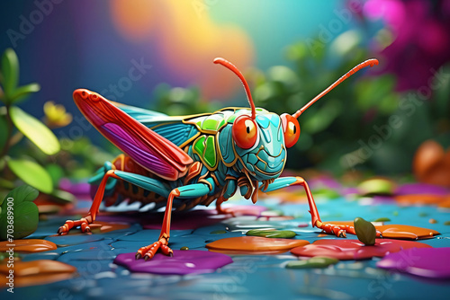 cute grasshopper with fantasy colors © IOLA