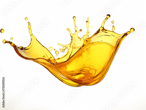 Beautiful splash of sunflower oil isolated on a white background photo