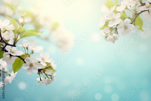 Spring background blossoming apple tree on sky background