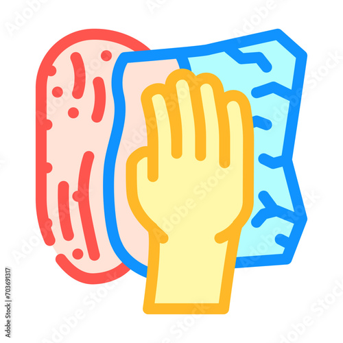 soaking spills with paper towel color icon vector. soaking spills with paper towel sign. isolated symbol illustration