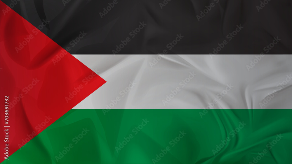 Fototapeta premium Wallpaper of wrinkled fabric Palestinian flag 