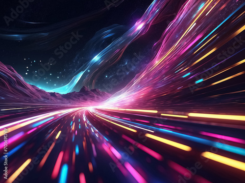 Futuristic abstract background with speed motion on the road. Generative Ai