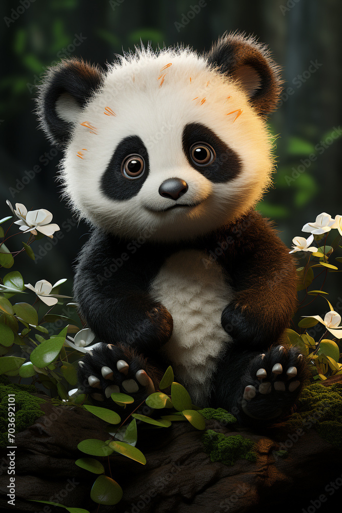 Fototapeta premium full body panda cartoon wallpaper