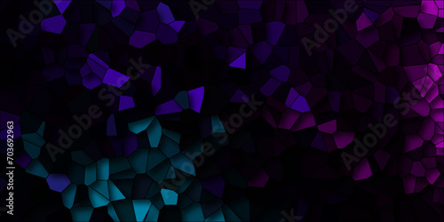 Dark Multicolor Broken Stained Glass Background with dark lines. Voronoi diagram background. Seamless pattern with 3d shapes vector Vintage Illustration background. Geometric Retro tiles pattern 