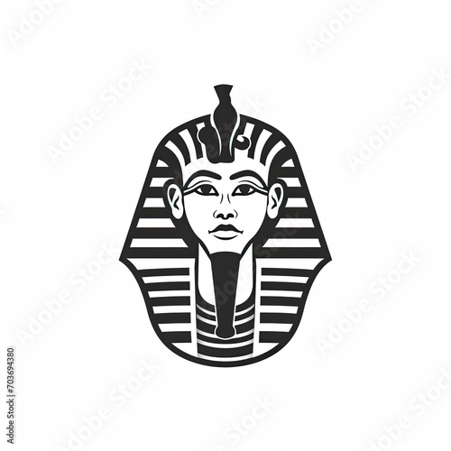 minimalist logo of a pharaoh - isolated on white background