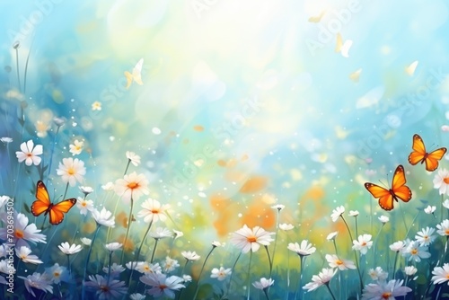 Spring background of daisies in field © Aida