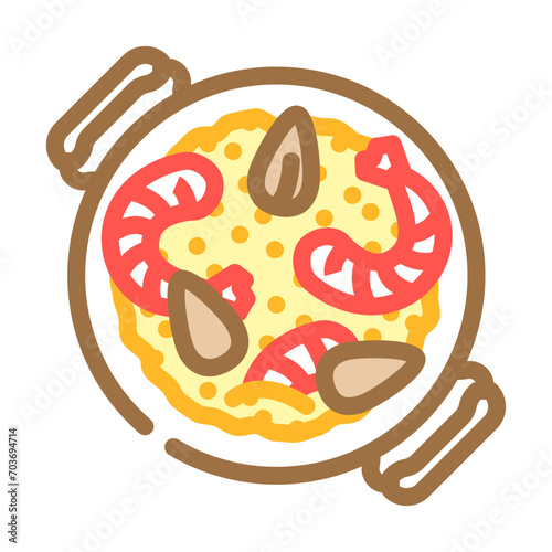 paella pan spanish cuisine color icon vector. paella pan spanish cuisine sign. isolated symbol illustration