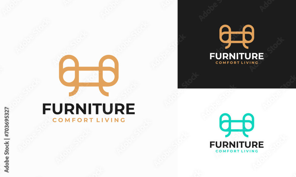 Simple furniture vector logo, home design inspiration logo design