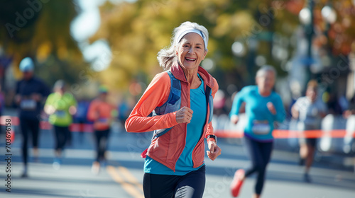 Active Senior Woman Marathon Runner