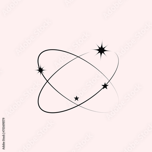 Y2k geometric shape, minimalist frame with stars. single Y2k geometric shape.