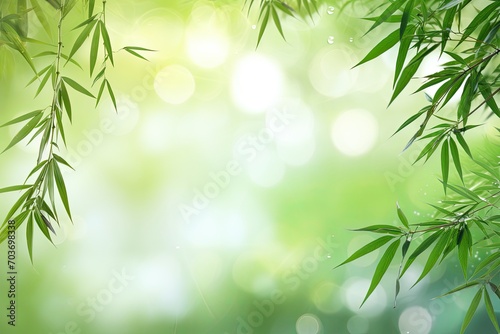 Green Bamboo Leaves Background  Generative AI