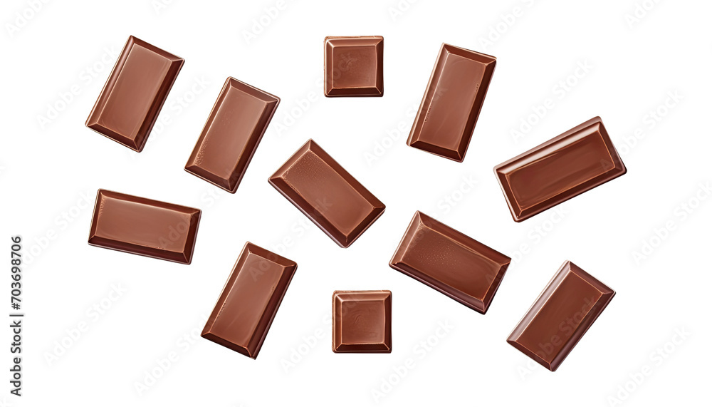 chocolate pieces isolated on transparent background cutout chocolate pieces isolated on transparent background cutout