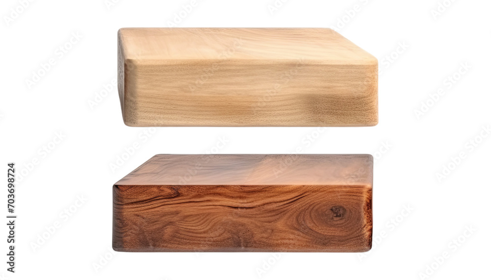 Obraz premium square wood podium mockup isolated on transparent background cutout