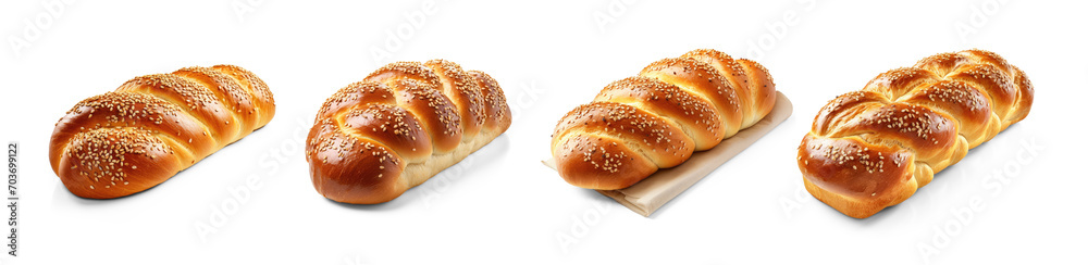 Set of Challah bread isolate on transparency background png 