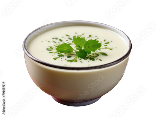 bowl of milk with mint