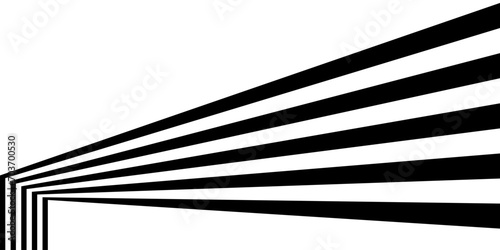 Black on white abstract perspective wave and zigzag line stripes with 3d dimensional effect isolated on white.