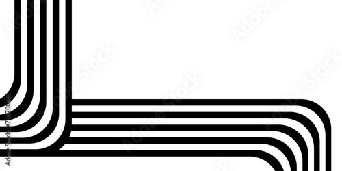 Black on white abstract perspective wave and zigzag line stripes with 3d dimensional effect isolated on white.